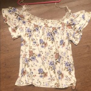American Eagle off the shoulder floral blouse